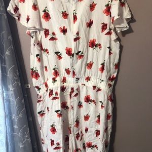 White & red floral Romper!